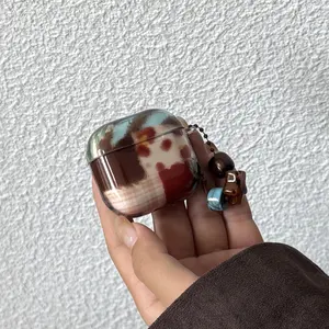 Leopard Texture Star Beaded Chain Earphone Case for Apple AirPods Pro 2/pro/4/3/2, Fashion Women's Simple Earphone Case, Earphone Protective Cover