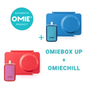 Omie UP Thermal Silicone Plastic Portable Bento Box - 12oz OmieChill Insulated Lunch Compartment, Stainless Steel Food Pouch, Ice Pack, Thermal Lunch Boxes
