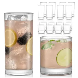 Libbey Province Tumbler and Rocks Glass Set, Elegant Drinkware Glasses Set, Dishwasher Safe Drinking Glasses Set of 16