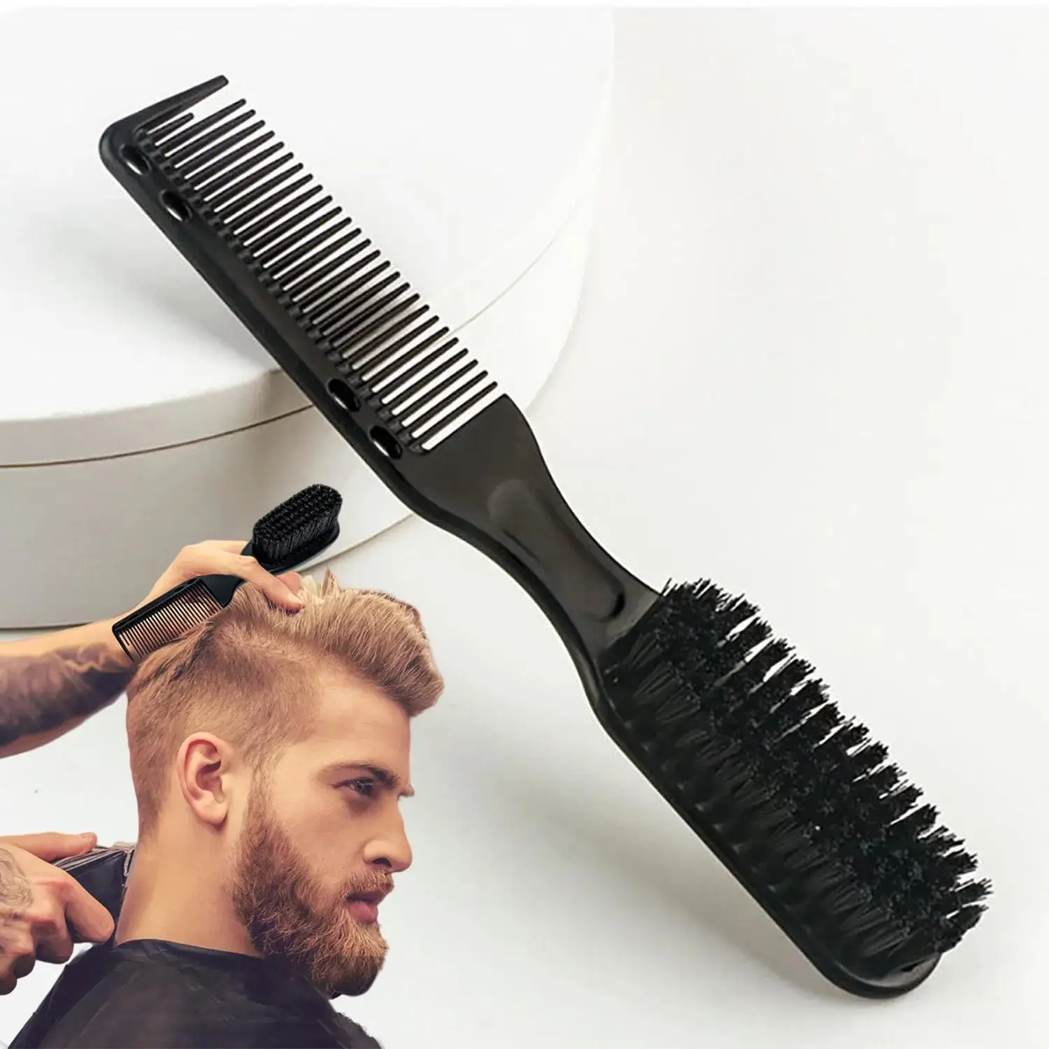 Humwam 3PCS Dual Sided Grooming Brush for Mens Beard, Multi-Functional Beard Styling Comb, Mustache & Beard Care Brush, Barber Hair Oil Applicator, Daily Comfort Grooming Supply