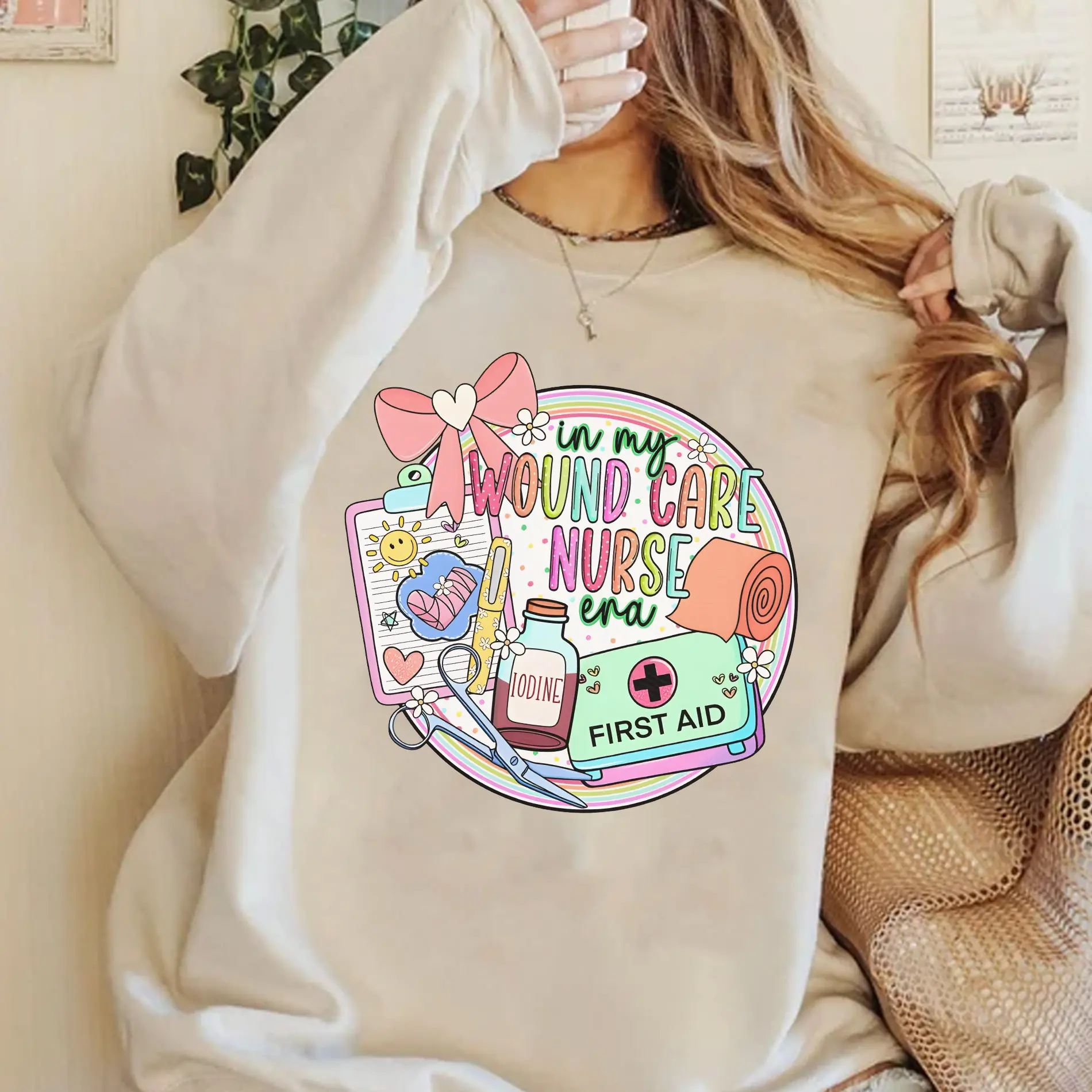 In My Nurse Era Shirt, Wound Care Nurse Sweatshirt, Rainbow Nurse Hoodie, Nursing Department Tee, Gift For Nursing Cotton Crewneck