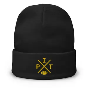 THE WELL KEPT Pittsburgh Football Retro PIT Cross Winter Beanie Cap Hat