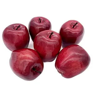 Artificial Apples Fake Fruits Red Delicious Apples for Decoration Decorative Fruit Faux Big Red Apple 6 Pcs