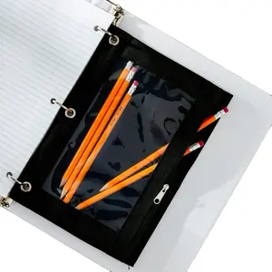Pen+Gear Black Solid Polyester Zipper Binder Pouch