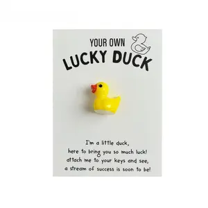 Cute Cartoon Duck DIY Resin Greeting Card, Mini Lucky Duck Decoration, Perfect Gift for Family Friends Colleagues