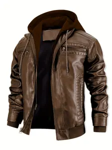 Men's Hooded Biker Bomber Jacket with Quilted Details - Perfect Staple for your Urban Aesthetic - Zip-up Utility Coat with Pockets for Instant Drip