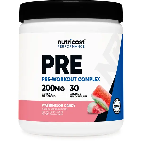 Nutricost Edible Organic Pre-Workout Powder Complex - Watermelon Candy Flavor, 30 Servings, 200mg Caffeine Per Serving, Sucralose-Free, Vegetarian, NSF Certified, Beta-Alanine, Energy Boost Fitness Dietary Supplement, Aids In Training
