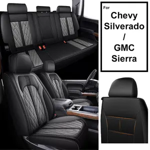 For Chevy Silverado/GMC Sierra 1500 2500/ 3500HD 2019 2020 2021 2022 2023 2024 2025 2026 Custom Car 5-Seat Covers Full Set Waterproof Fuax Leather Full Coverage Front & Rear Full Set All inclusive Customed Car Cushions, Car Seat Decorative, Seat Protector