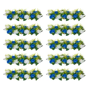 VEVOR 10-PC Silk Floral Ball Set, 19.6x8.6in Artificial Fake Blue & White Rose Arrangements, Father's Day Gift for Pool Decor, Wedding Table Centerpieces, Artificial Fake Flowers
