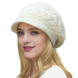 Women’s Winter Slouchy Beanie Hat – Thick Cable Knit Design with Ear Flaps and Fringe Trim, Soft Stretchy Warm Bonnet for Cold Weather, Cozy Machine Washable Accessory, Blonde Hair Friendly