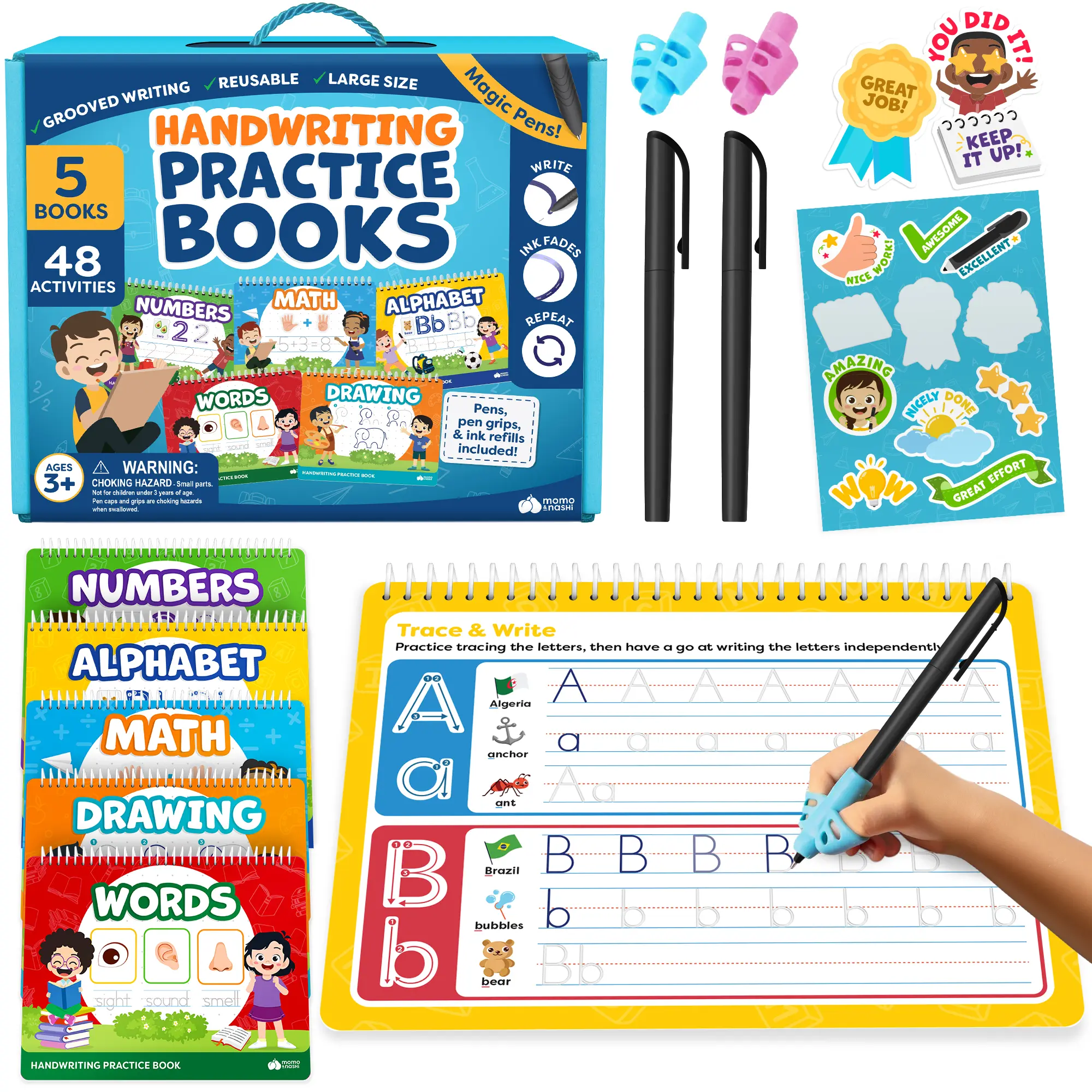 Magic Grooved Writing Practice for Kids - [Back to school shopping] - Grooved Handwriting Practice for Kids 5-7 8-10- Magic Copybooks for Kids Letter Tracing Books for Ages 3-5 - Preschool Learning Activities - Summer Toys