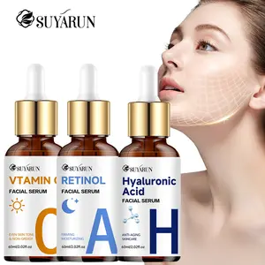 SUYARUN Day & Night Serum Set - Hyaluronic Acid + Retinol + Vitamin C, deeply hydrates, brightens skin tone, relieves redness caused by dryness, provides antioxidant repair, Firm Anti Aging, suitable for dry/sensitive skin