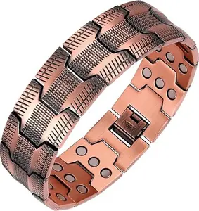 Copper Bracelet for Men, Cross Copper Magnetic Bracelet with Ultra Strength Magnets, Adjustable Link Jewelry Box Gift