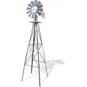 Outvita 8FT Ornamental Windmill, Heavy Duty Durable Metal Weather Vane Garden Decoration Weather Resistant for Garden, Yard, Farm, Seaside (8ft-Gray)