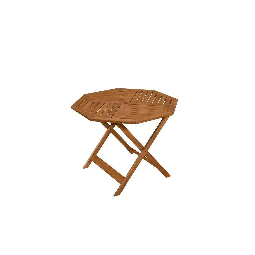COSTWAY - 35.5 Inch Solid Wood Patio Dining Table Octagon Table with 1.97 Inch Umbrella Hole