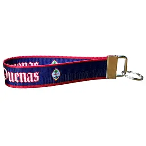 Guam Flag - Personalized Name Nylon Key Fob - Custom Wristlet Keychain (Customize This by Adding Your Name In The Order Notes on the Checkout Page)