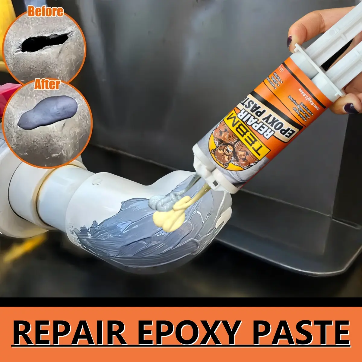 Ab Epoxy Filler, For Copper/PVC Pipes, Fast-Curing Sealing Compound, Heat-Resistant Repair Paste, Pipe Repair Putty, Professional Grade Adhesive, Reliable Connection, High Temperature Resistant, Fast Drying Adhesive