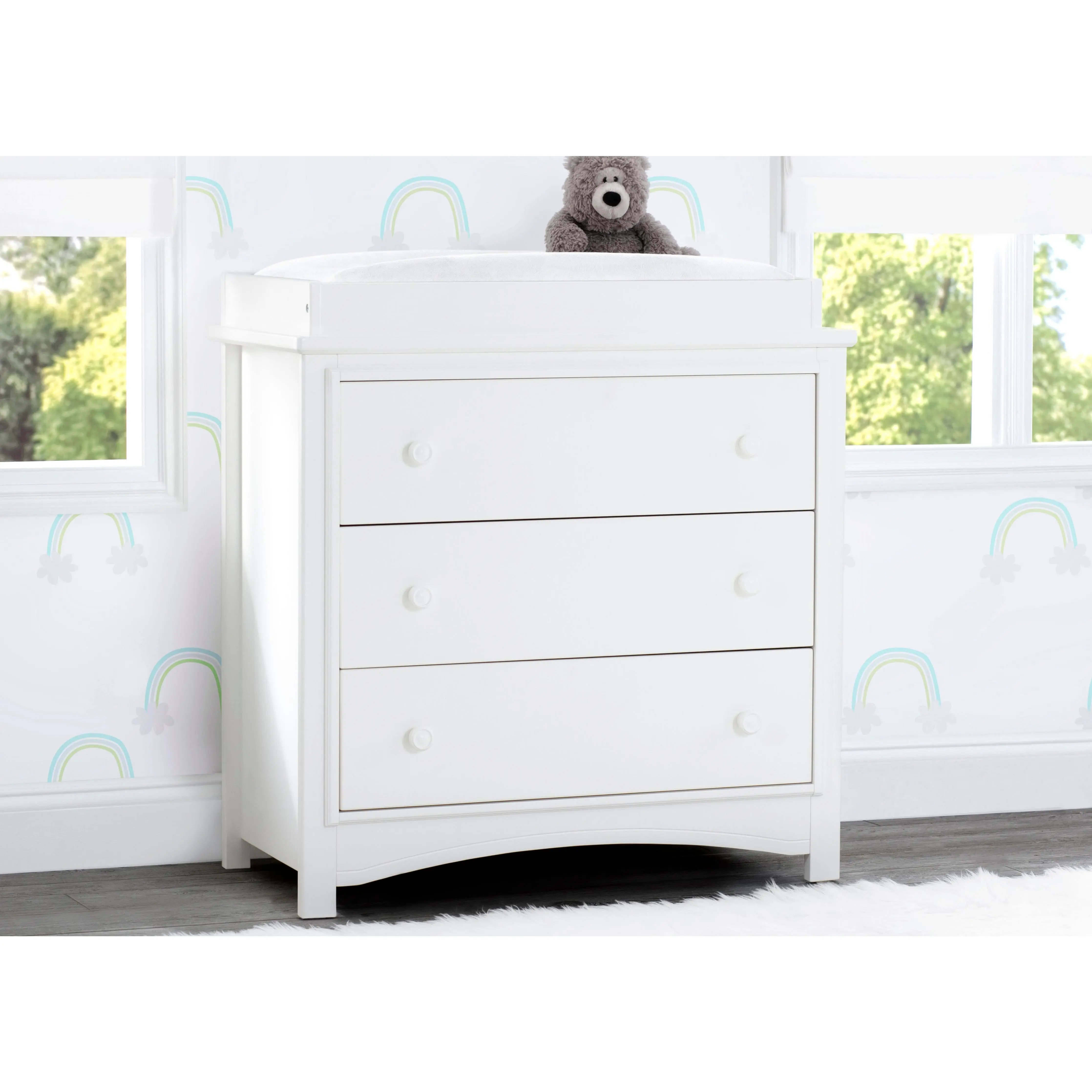 Perry 3 Drawer Dresser with Changing Top and Interlocking Drawers