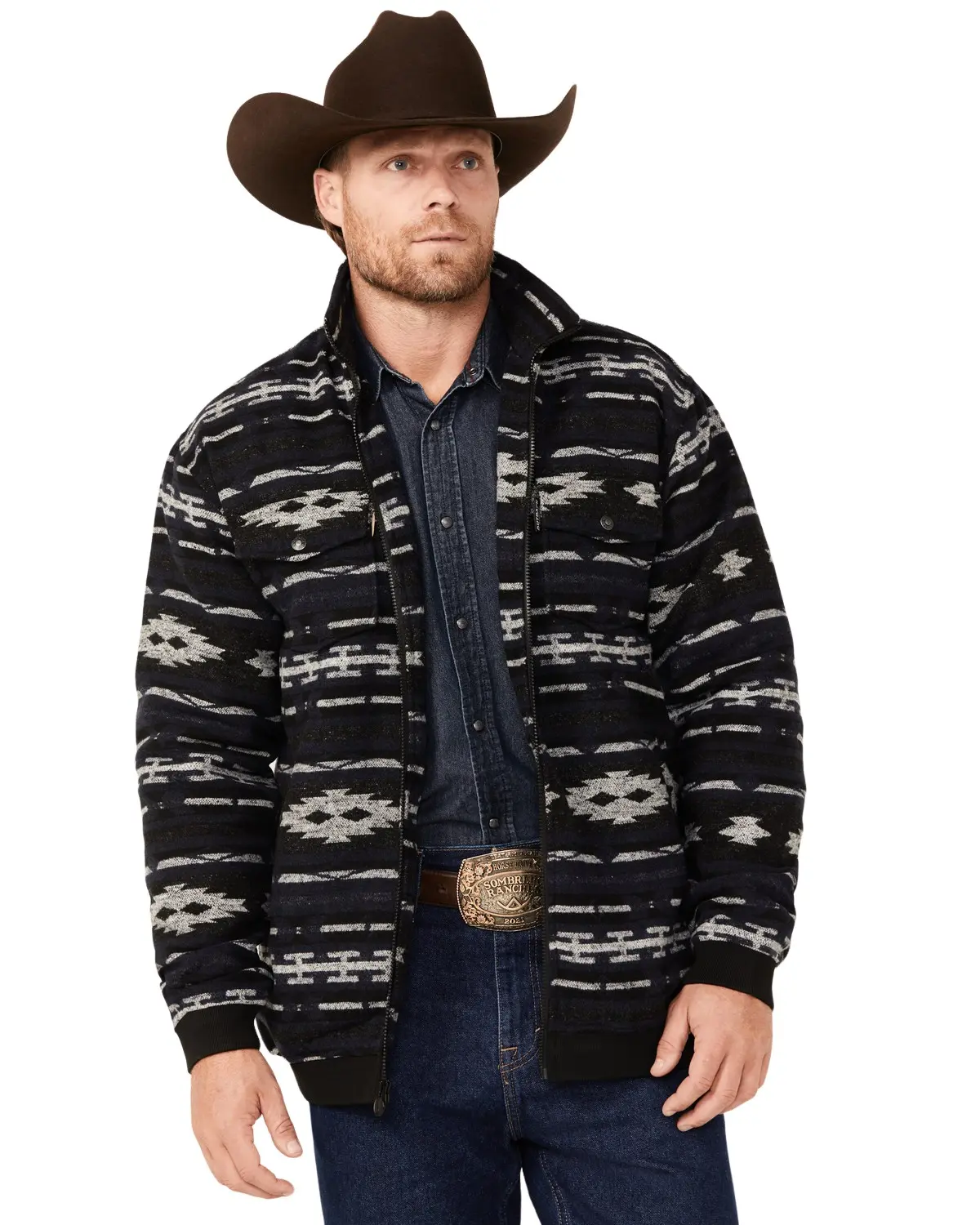 Outback Trading Co Men's Men'S Southwestern Print Bomber Jacket - 29810-Blk