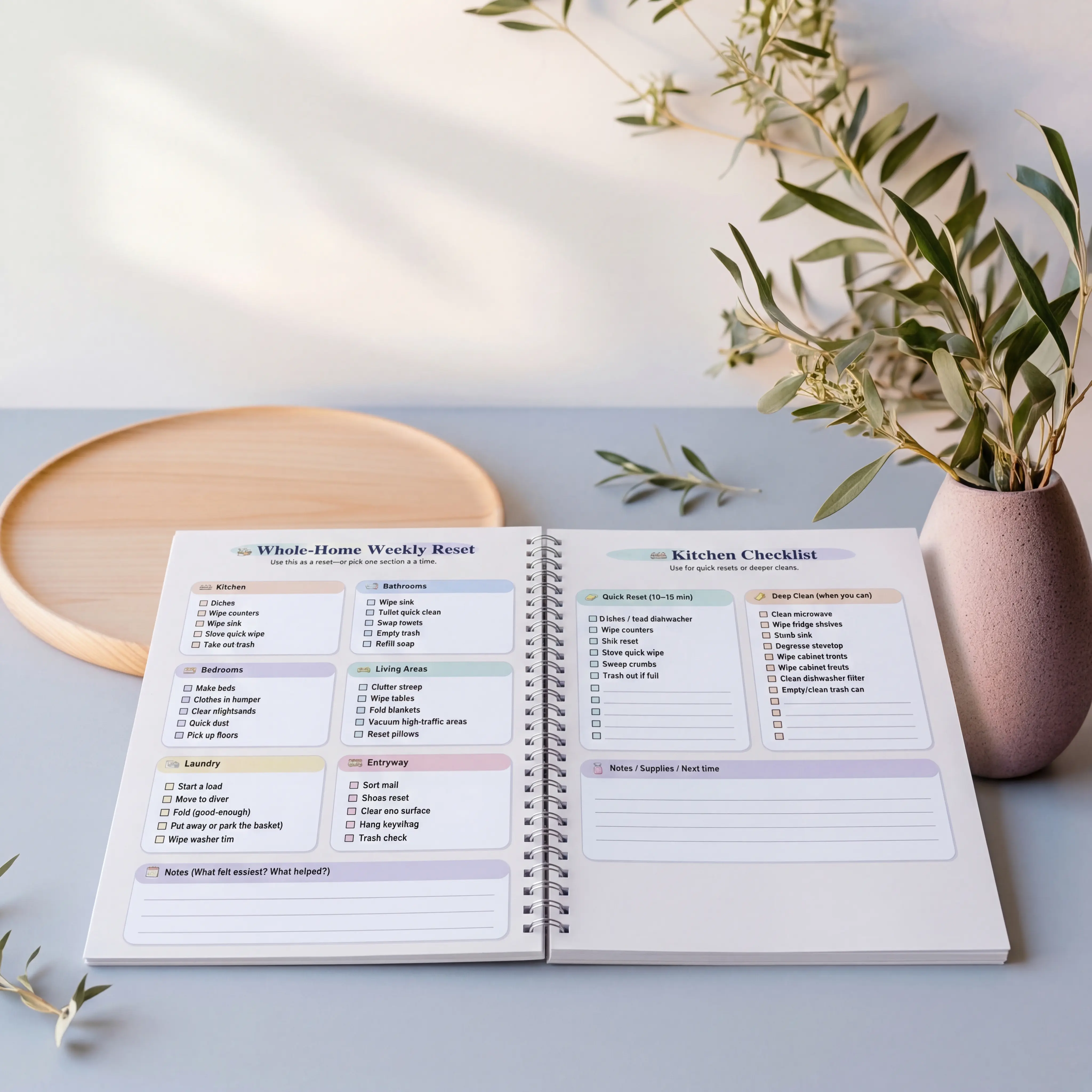 ADHD Cleaning Planner for Adults – Gentle Daily & Weekly Home Reset, Simple Declutter System, Whole-Home Checklists, Habit & Deep Clean Trackers for Busy or Overwhelmed Homes