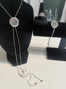 3-Piece Zen Aromatherapy Jewelry Set | Filigree Diffuser Necklace, Bracelet & Ring | Stainless Steel Tarnish-Resistant Gift Bundle