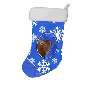 Carolines Treasures  11 x 8 In. Cow Winter Snowflakes Holiday Christmas Stocking