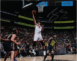 Jaime Jaquez Jr. Miami Heat Autographed 8" x 10" Layup vs Utah Jazz Photograph - Fanatics Authentic Certified