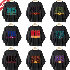 [Sale off 50%] All Team Area Code Black Sweatshirt, Custom Unisex Football Crewneck, Game Day Zip Code Crewneck, USA Sports Fan Apparel Gift - Menswear 3NT