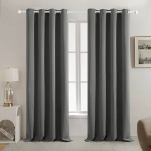 Plain Curtains 2 panels, Deconovo Solid Thermal Insulated Grommet Plain Curtains/Drapes for Bedroom and Living Room
