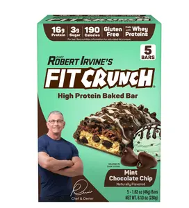 FITCRUNCH Mint Chocolate Chip Protein Bars, 16g Protein, Gluten Free, 5ct - Dessert Snack