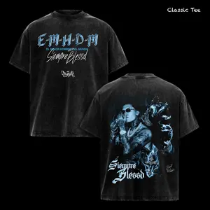 Blessd Siempre Blessed Shirt – EMDM Latin Trap Reggaeton Artist Graphic Tee, El Mejor Hombre Del Mundo Quote, Blue Dark Aesthetic Double Sided Print, Vintage Acid Washed Oversized T Shirt, Heavyweight Cotton Unisex Streetwear, Gift for Music Fans