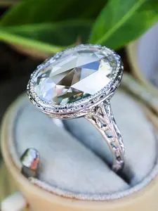 1Pc Gorgeous Cubic Zirconia Solitaire Engagement Ring For Women For Wedding Engagement Anniversary Jewelry Valentine's Day Gift