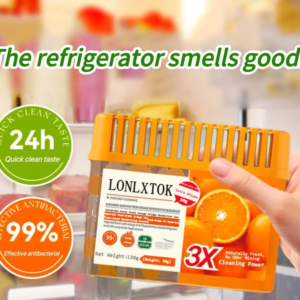LONLXTOK 200g Refrigerator Deodorizer for Household Appliances - Natural Lime Extract & Organic Alcohol Odor Neutralizer, Home Care Solution That Keeps Refrigerator Fresh & Prevents Odor Mixing