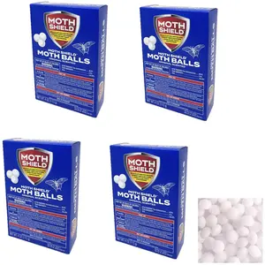 4 Pack Old Fashioned Original Moth Balls, Carpet Beetles, Kills Clothes Moth, Repellent Closet Clothes Protector, No Clinging Odor(Approx:100 Balls), White