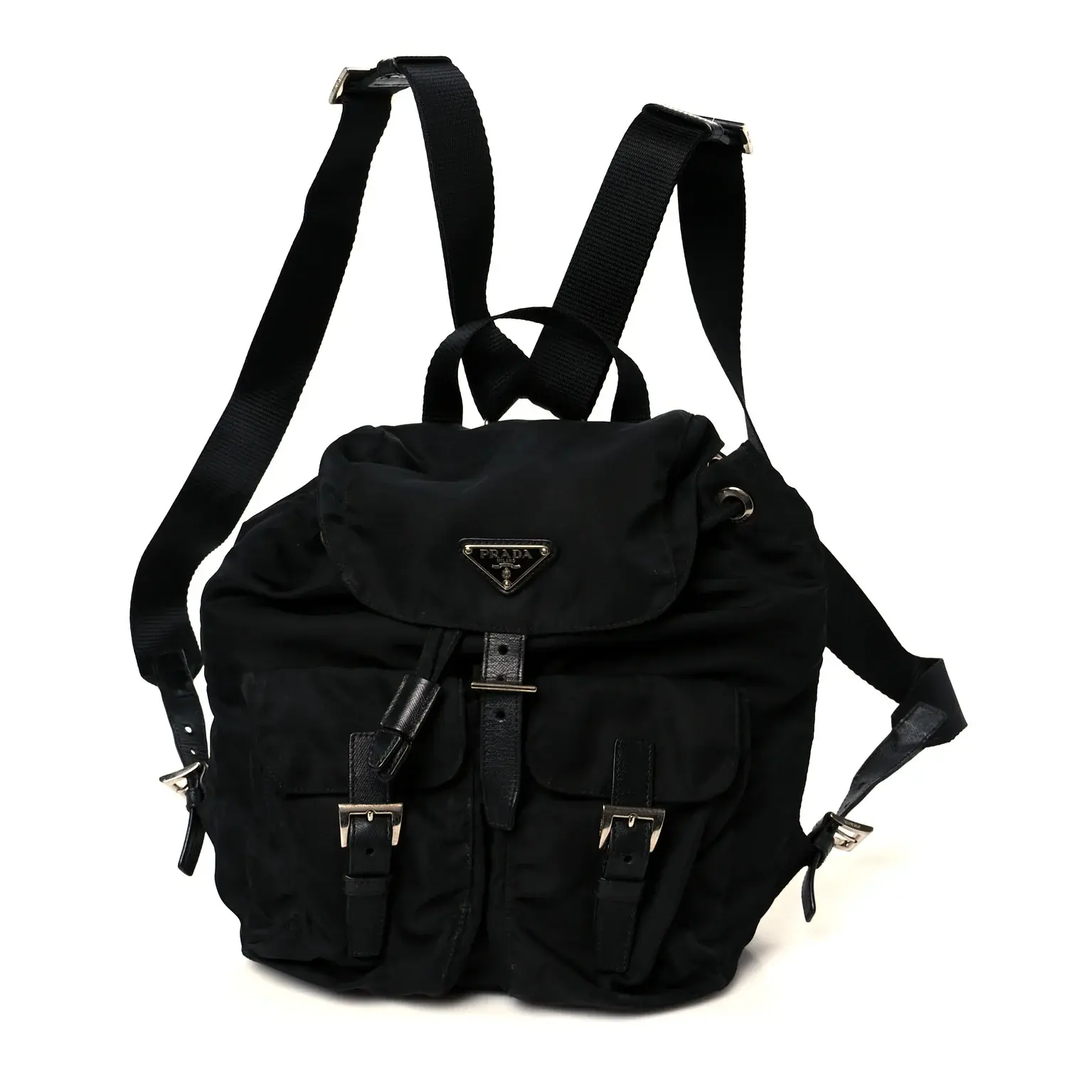 Pre-owned PRADA Nylon Backpacks Tessuto Saffiano Small Backpack Black