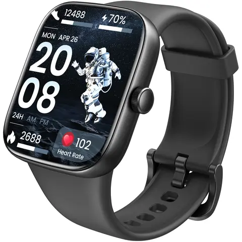 TOZO-S7 AMOLED Touchscreen Compact Wearable Smart Watch - App-Controlled, Biometric, Bluetooth Audio, Sleep & Activity Monitor, Ultra HD Screen, Calling, Music Control, Stopwatch, Countdown, Weather Forecast, 100+ Sport Modes, Dynamic UI, Fitness Tracker,
