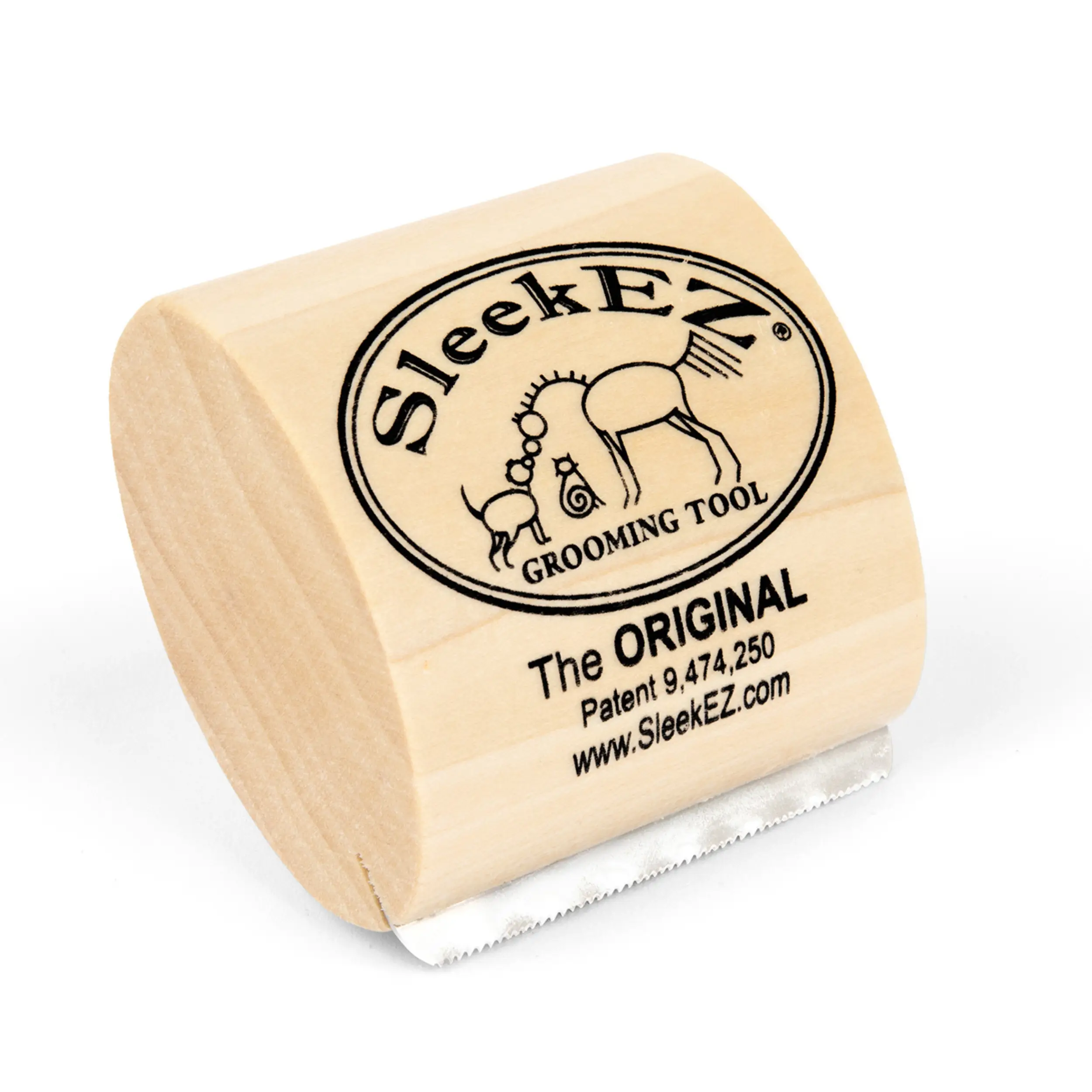 SleekEZ Cat Brush for Shedding & Grooming, Wooden Handle & Stainless Steel Blade, Pet Brush for Indoor Cats, 2.5 Inches Long Groomer Tools Fur Removal