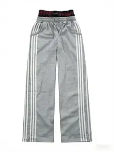 New Fashion Trends Double Waist Plaid Patchwork SweatPants Baggy Wide Leg Sweatpants for Men Loose Long Pants with Pockets