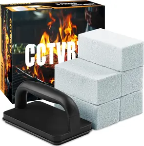5-Pack Heavy Duty Pumice Griddle Cleaning Bricks with Handles, BBQ Grill Utensils Set for Stain Removal on Flat Tops, Sinks