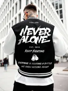 Men's Jacket Fitted College Style Letter Graphic Color block Team Jacket Long Sleeve Y2K Street Baseball Jacket