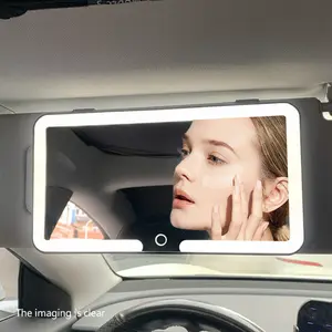 Car Vanity Mirror with Lights & Rechargeable Design, Touchable LED Mirrors for Car Vanity with 3-color Light Adjustment Design,40 LED Beads Mirror for Cars Visor