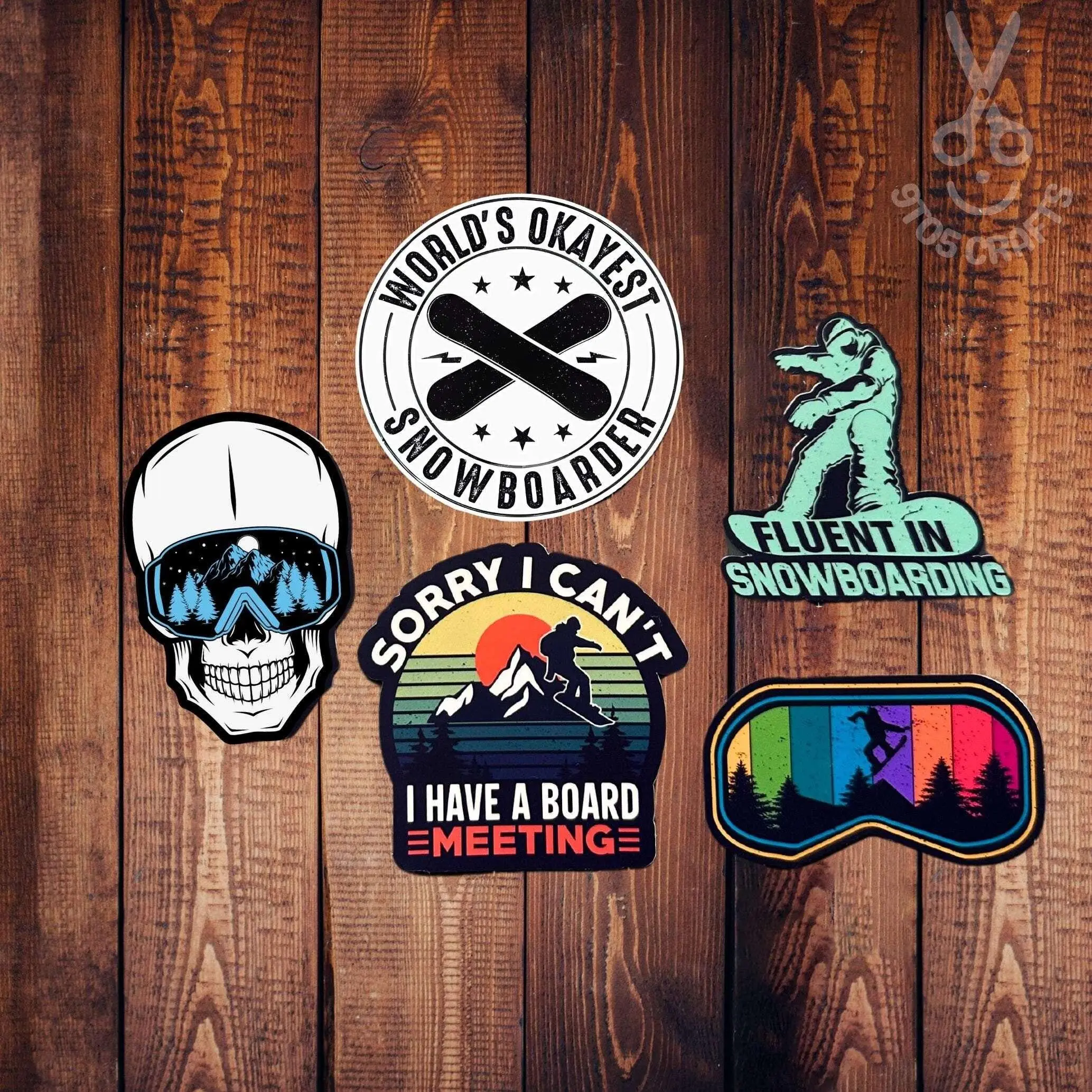 Snowboarding Sticker Pack - 5 Unique Stickers for Snowboarders