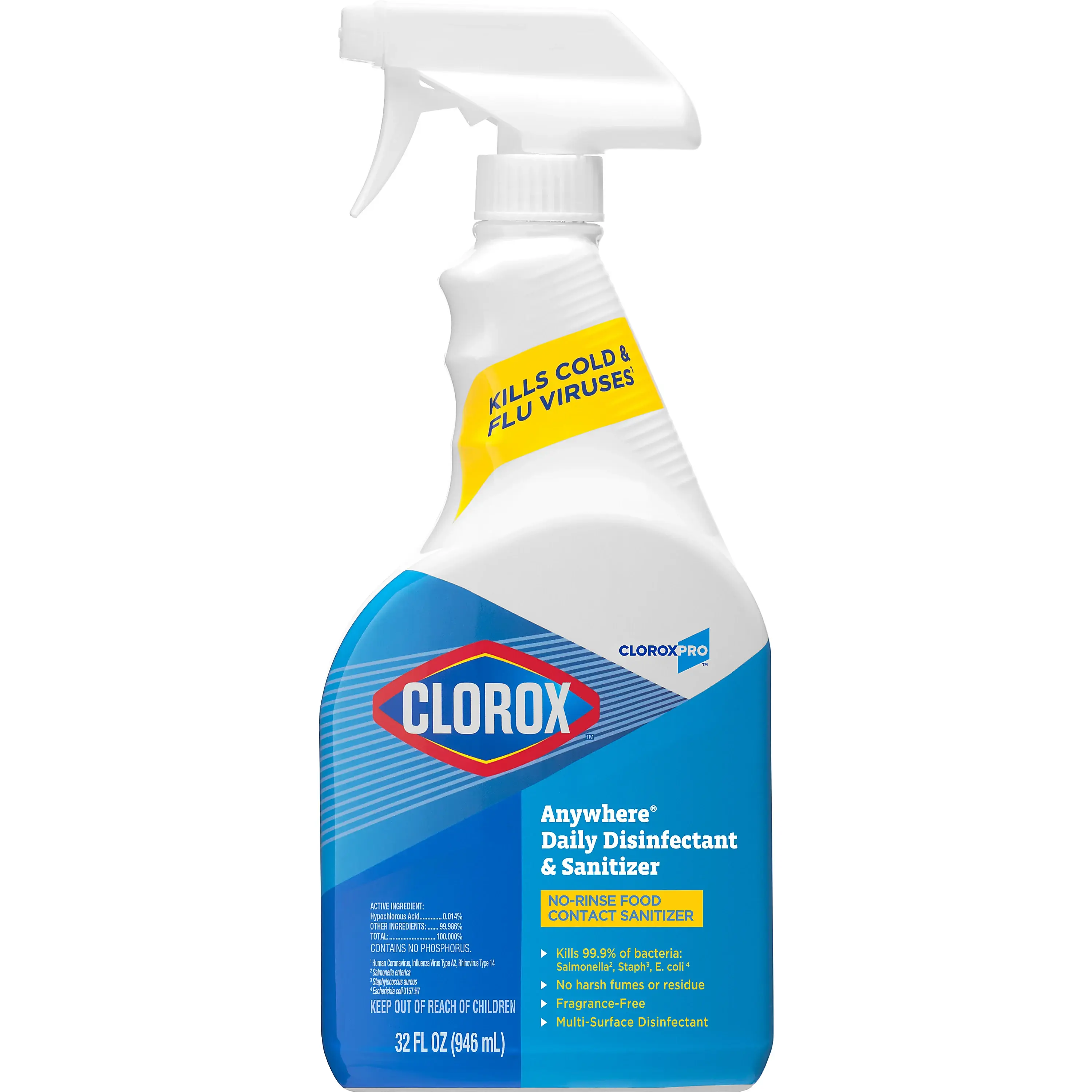 CloroxPro Anywhere Daily Cleansing Disinfectant Spray - 32 FL Oz Bottle, Deep Clean Disinfectant Sprays Liquids & Wipes for Restaurants, Bacteria Clean Solution