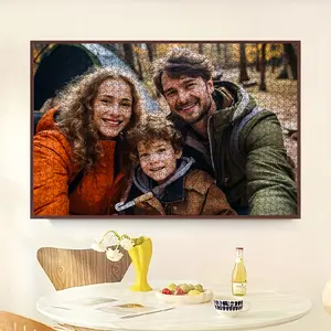 Custom 1000-piece jigsaw puzzle with frame. Personalized photo puzzle frame as a holiday gift for parents and friends. Exclusive Christmas photo gift for families and couples. DIY custom personalized decorative frame puzzle.