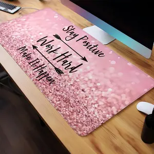 Inspirational Quote Design Large Gaming Mouse Pad, 1 Count Office Desk Accessories, Non-slip Rubber Base Stitched Edge Desk Pad for Desk Laptop Desktop