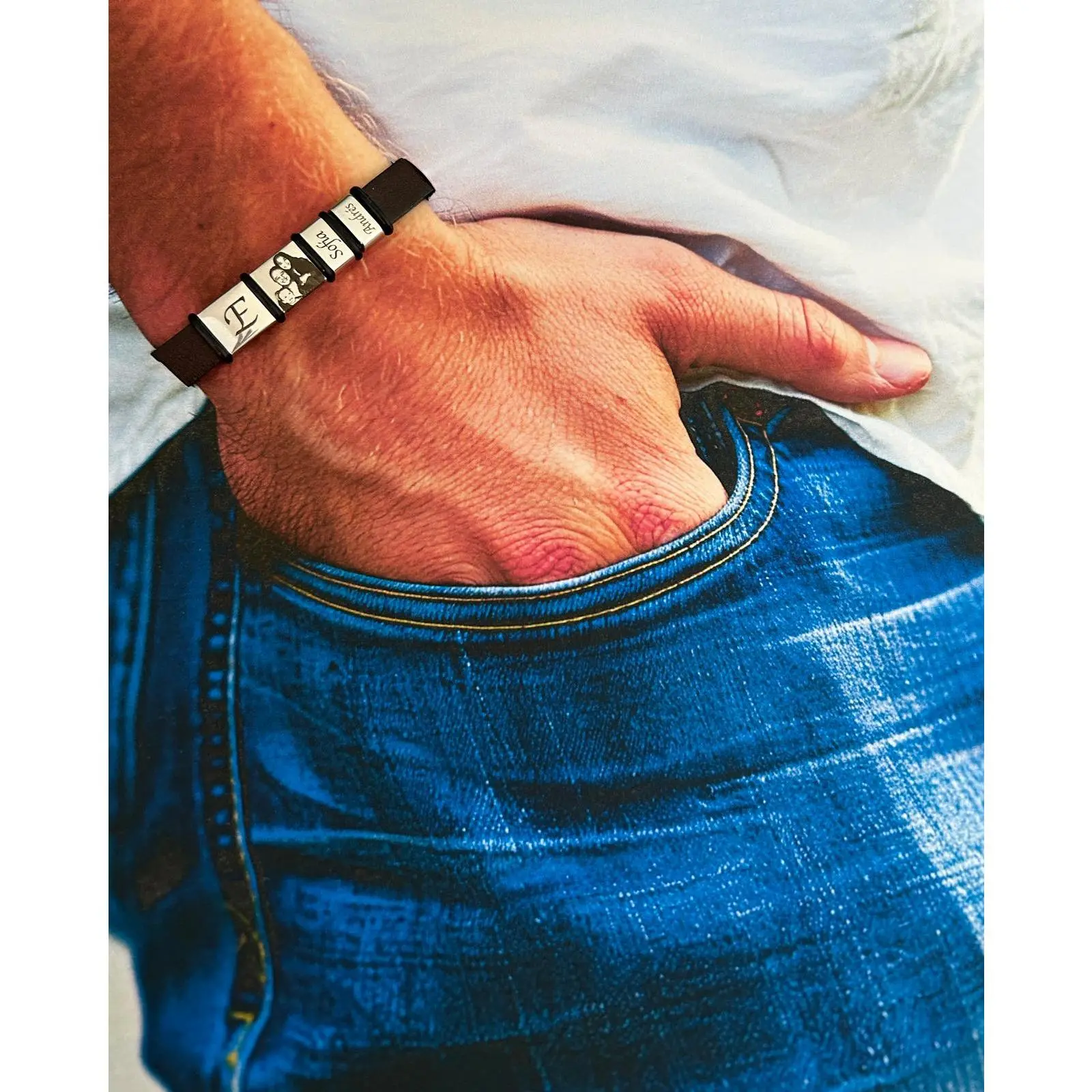 Memory Band - Personalized Leather Bracelet with Photo Engraving