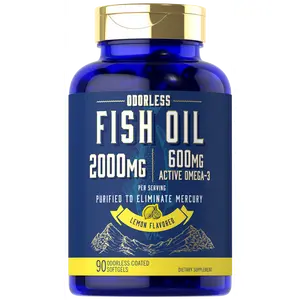 Carlyle Fish Oil 2000mg | 600mg Omega 3 Supplement for Men & Women | 90 Odorless Softgels | Lemon Flavored | Non-GMO and Gluten Free