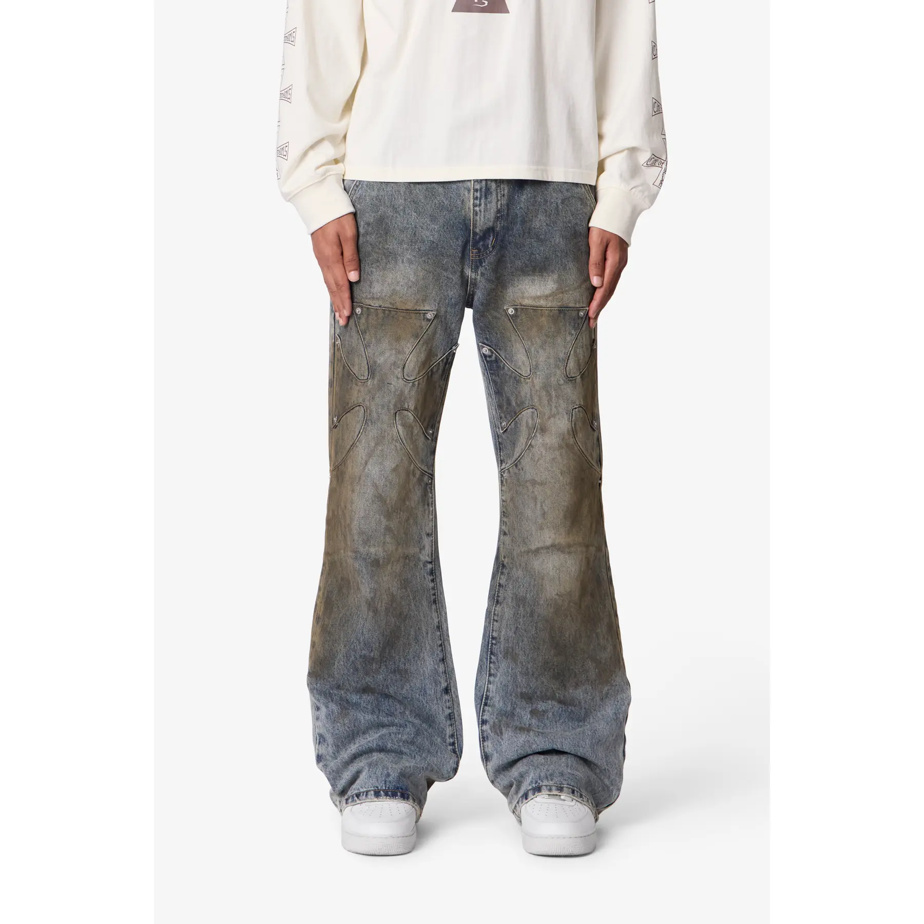 mnml Oil Stain Iron Cross Denim - Blue