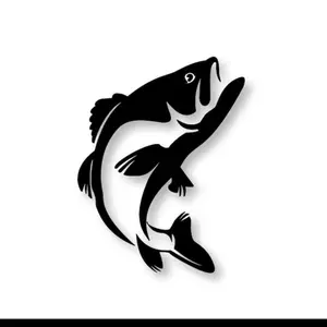 VINYL DECAL BASS STICKER 5” FOR ALL SOLID SURFACES. EASILY APPLY.