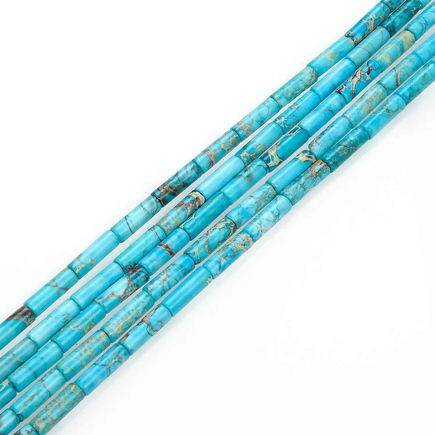 Blue Sea Sediment Jasper Round Tube Beads 4x13mm 15.5" Strand